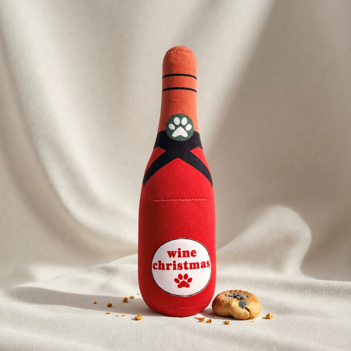 Juguete Botella de Vino para Perros - Felpa Resistente con Sonido