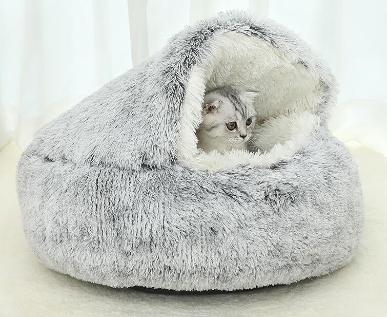 Cama Redonda 2 en 1 para Perros y Gatos - Felpa Cálida