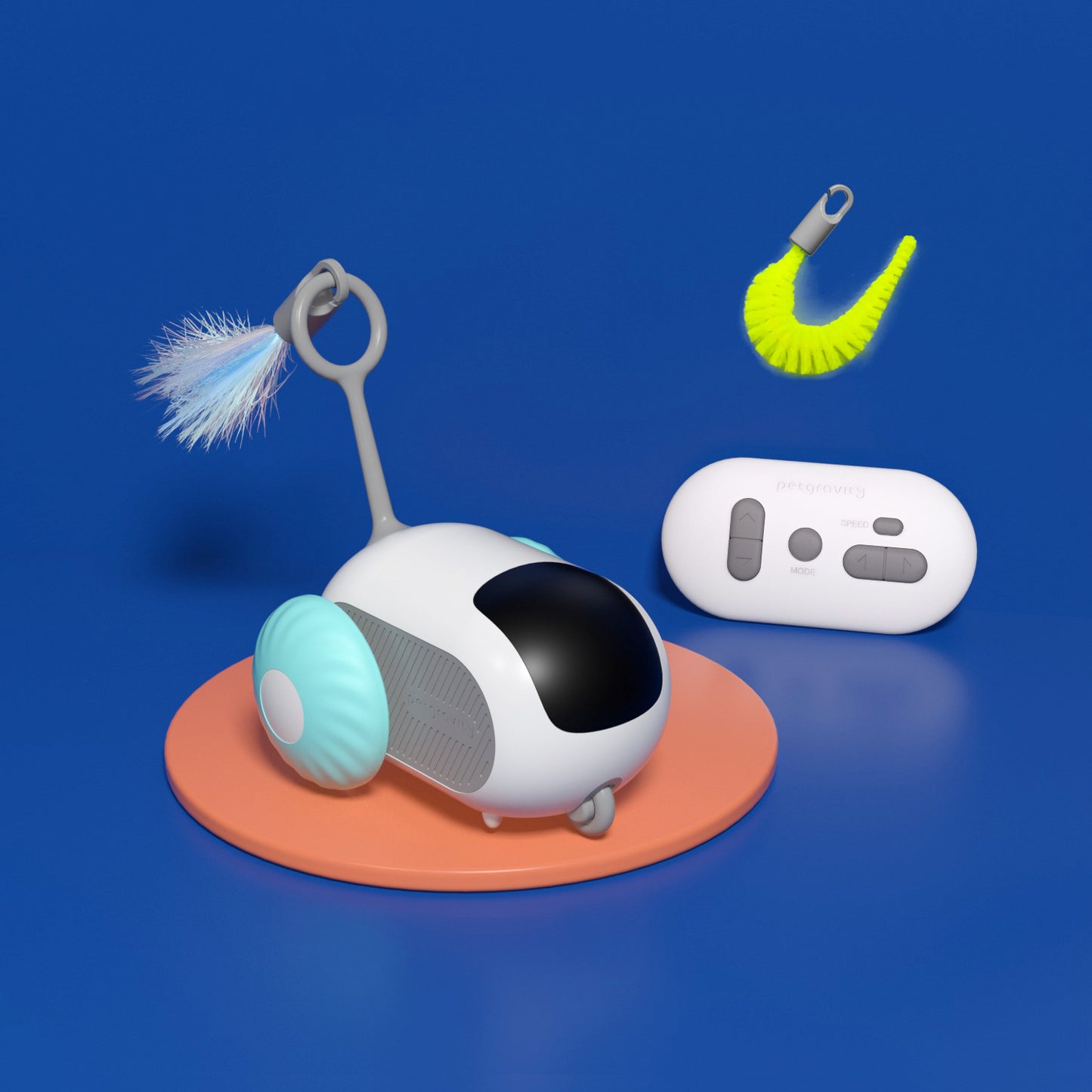 Coche Inteligente para Gatos - Modo Autónomo con Plumas