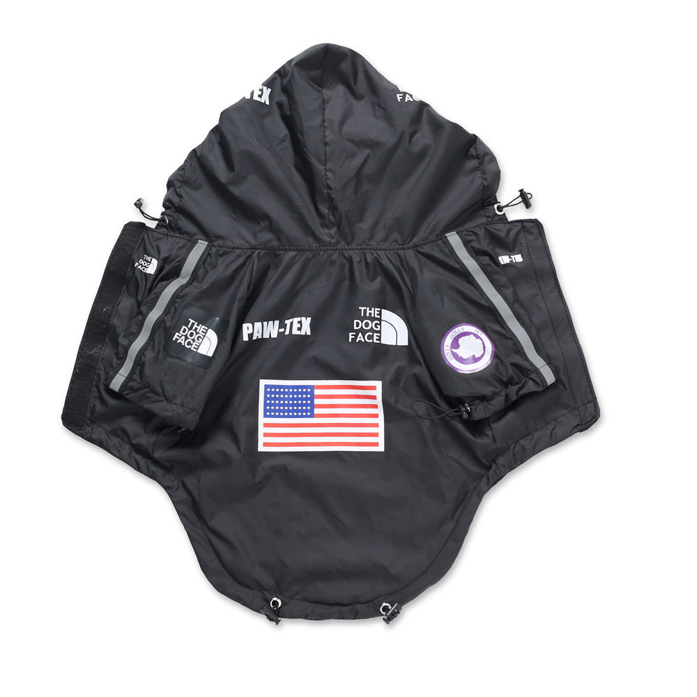 Chubasquero Bandera Americana para Perros Grandes - Cortavientos Impermeable