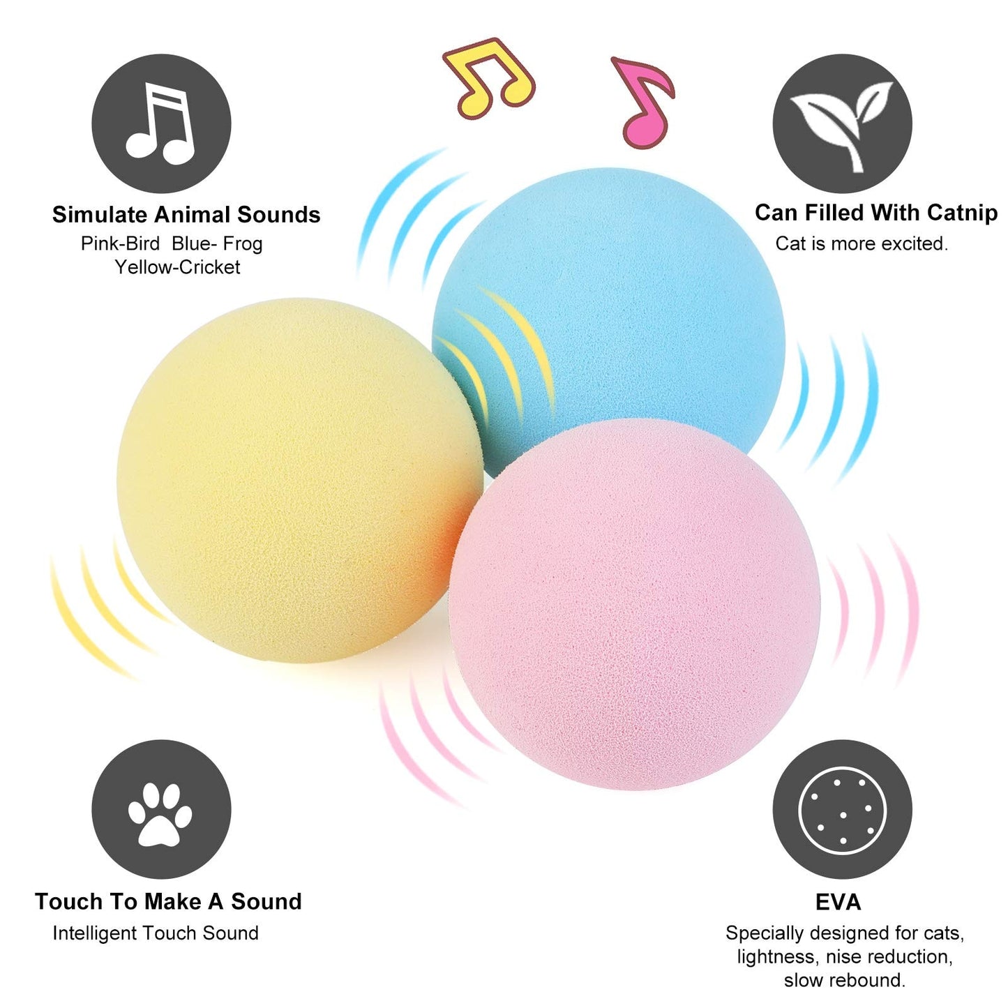 Pelota Inteligente para Gatos con Hierba Gatera - Sonido Interactivo