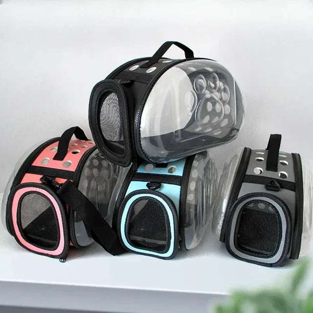 Transportín Plegable para Gatos - Transparente y Transpirable