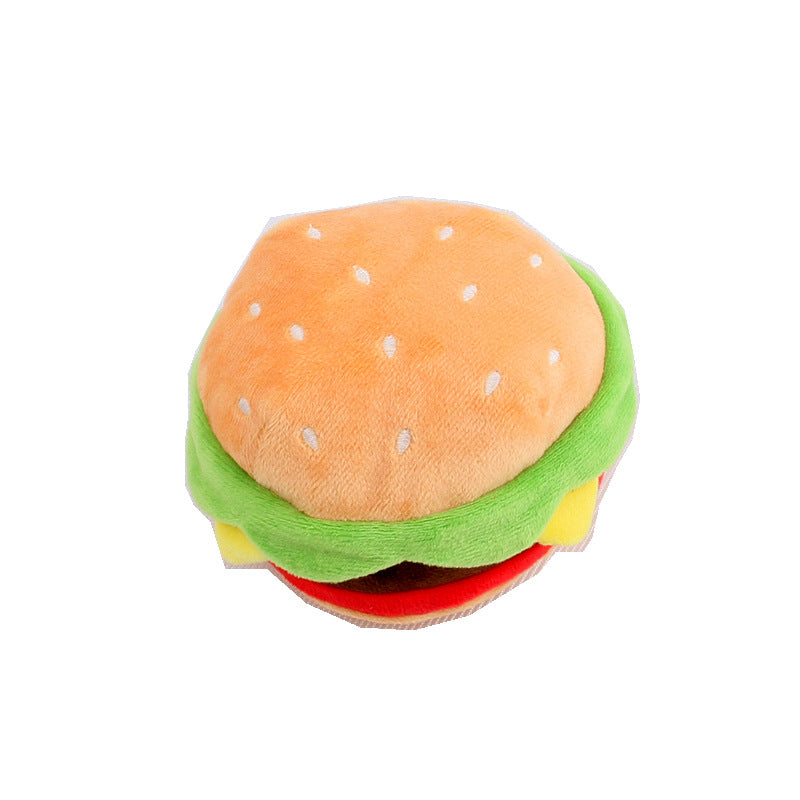 Pet Plush Toy Simulation Pizza Hamburger Steak Ice Cream French Fries Sound Dog Toy Pet Product