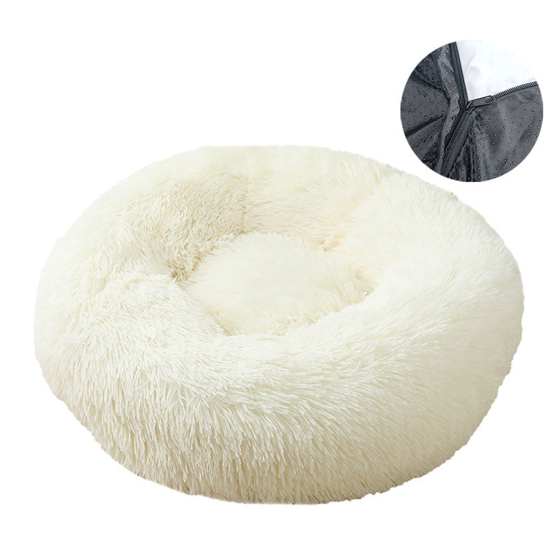 Cama Redonda Lavable para Perros y Gatos - Felpa Cálida