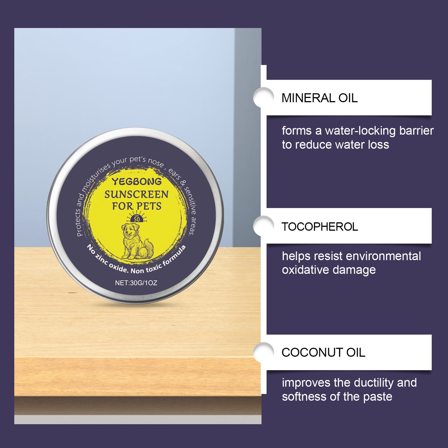 Yegbong Pet Protective Cream, Gentle Ingredients That Soothe, Care For And Clean Your Pet's Skin. It Is Suitable For Daily Use By Cats And Dogs