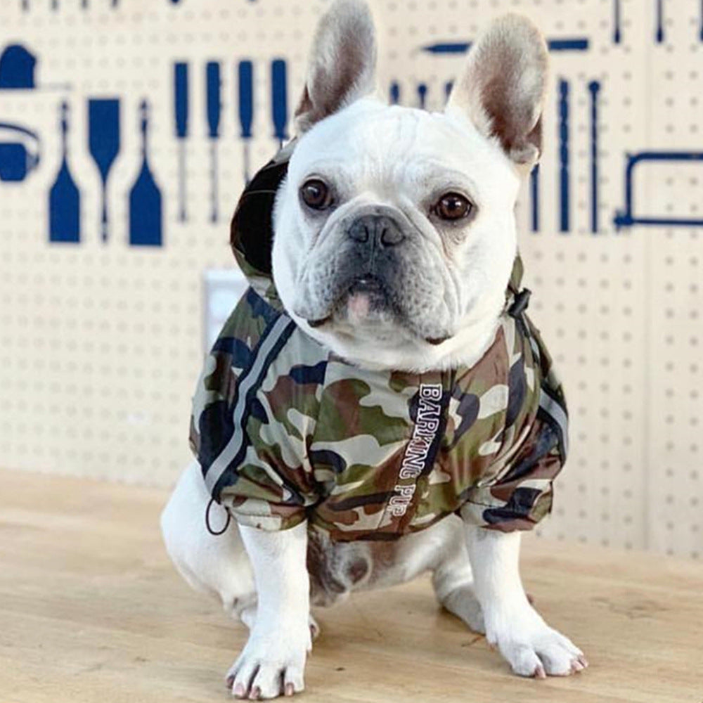 Chubasquero Bandera Americana para Perros Grandes - Cortavientos Impermeable