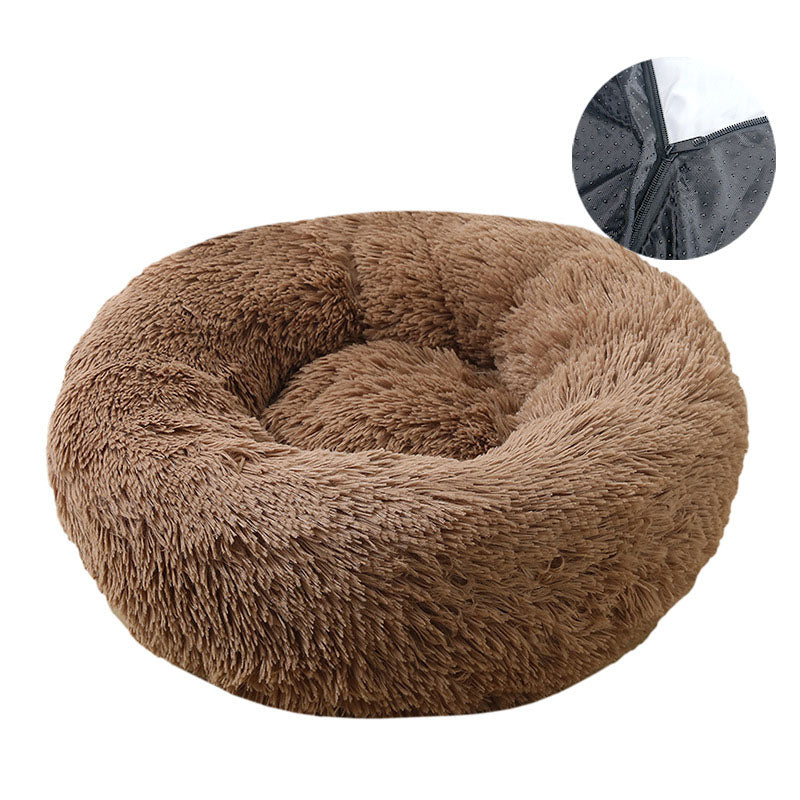Cama Redonda Lavable para Perros y Gatos - Felpa Cálida