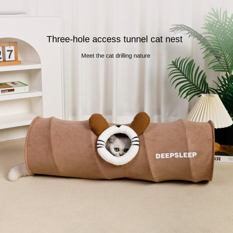 Túnel Plegable para Gatos - Juguete Escondite y Cama