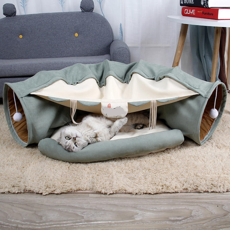 Túnel Villa Plegable para Gatos - Casa Desmontable Multifuncional