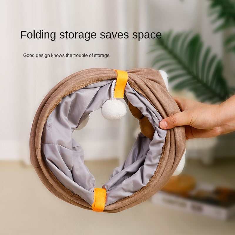 Túnel Plegable para Gatos - Juguete Escondite y Cama