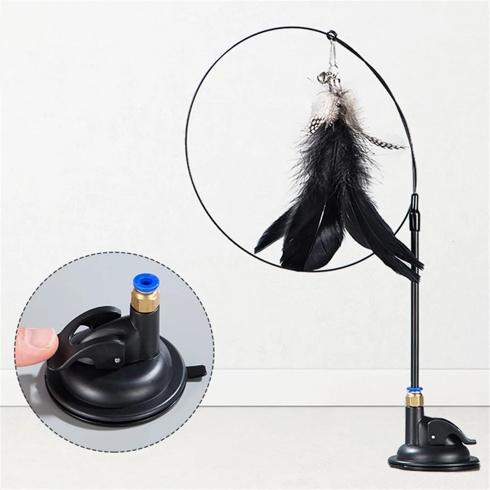 Juguete Interactivo para Gatos - Varita con Plumas y Campanilla