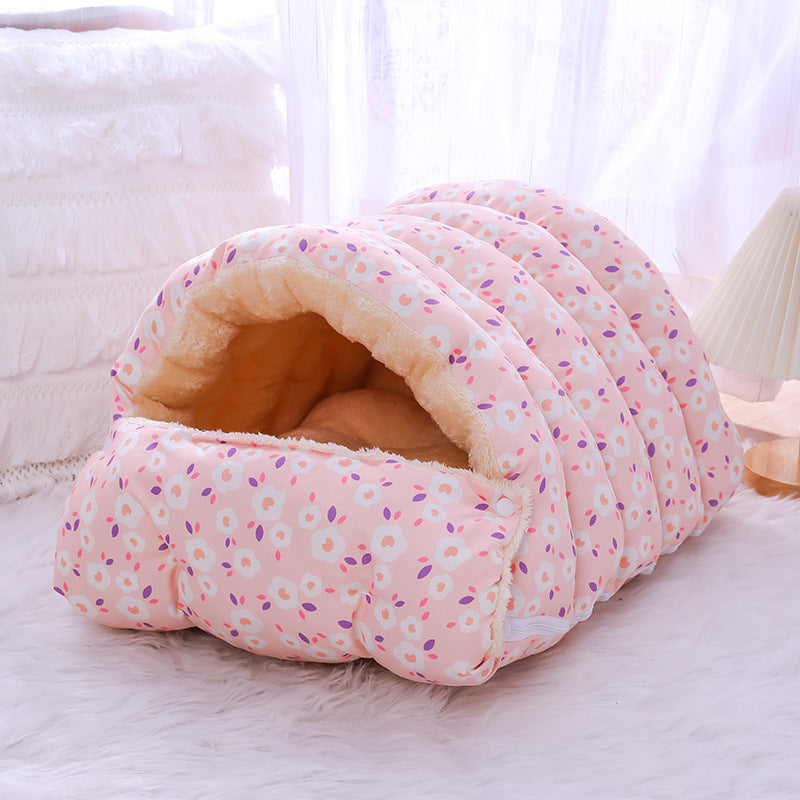 Cama Cálida para Gatos con Saco de Dormir Desmontable