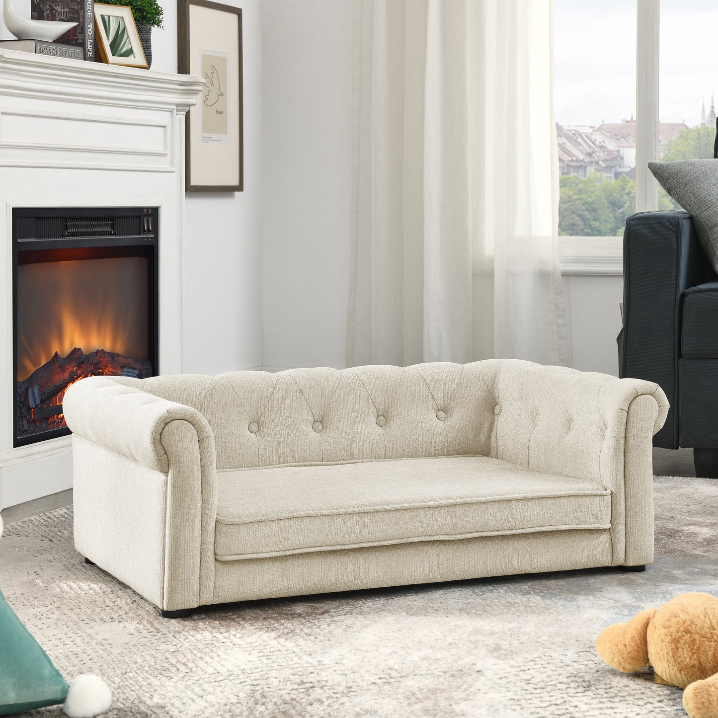 Sofá Cama Elevada para Perros Medianos y Grandes - Elegante Beige