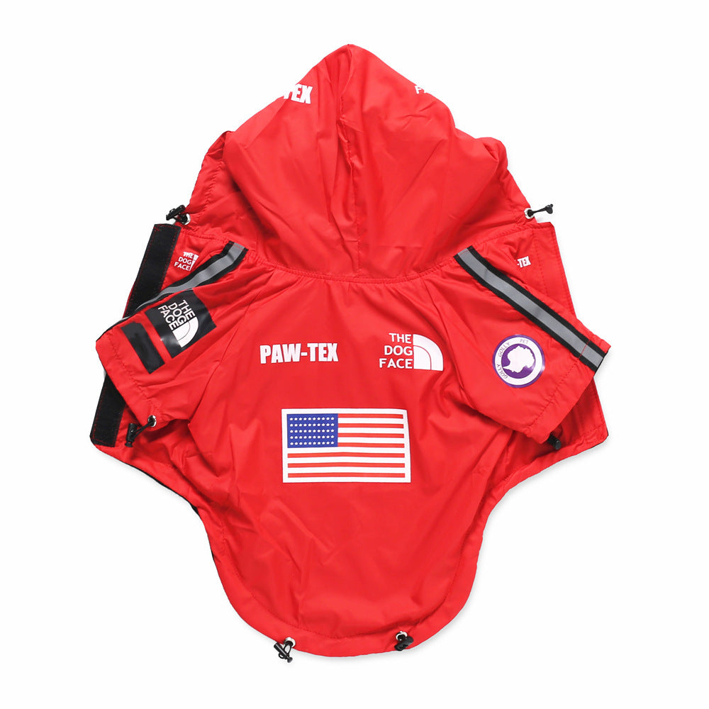 Chubasquero Bandera Americana para Perros Grandes - Cortavientos Impermeable