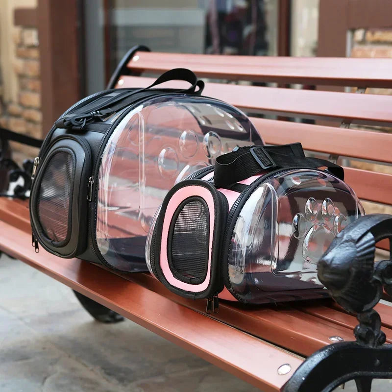 Transportín Plegable para Gatos - Transparente y Transpirable