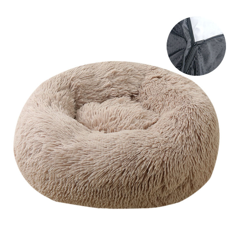 Cama Redonda Lavable para Perros y Gatos - Felpa Cálida