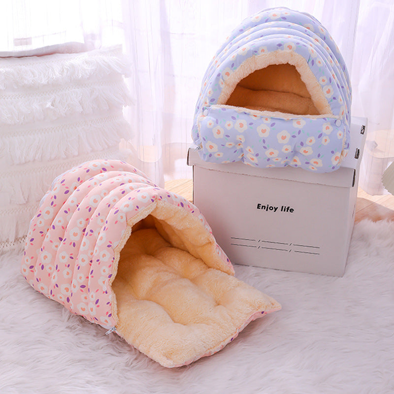 Cama Cálida para Gatos con Saco de Dormir Desmontable