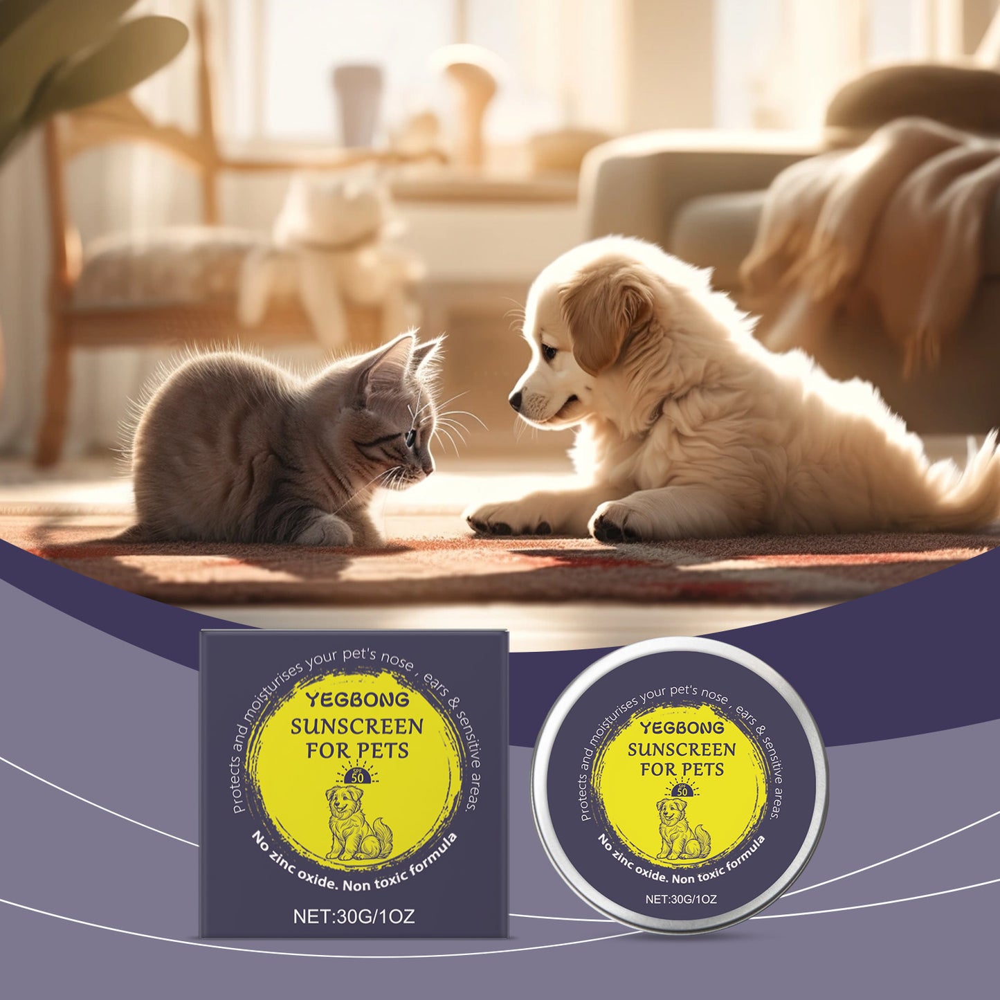 Yegbong Pet Protective Cream, Gentle Ingredients That Soothe, Care For And Clean Your Pet's Skin. It Is Suitable For Daily Use By Cats And Dogs