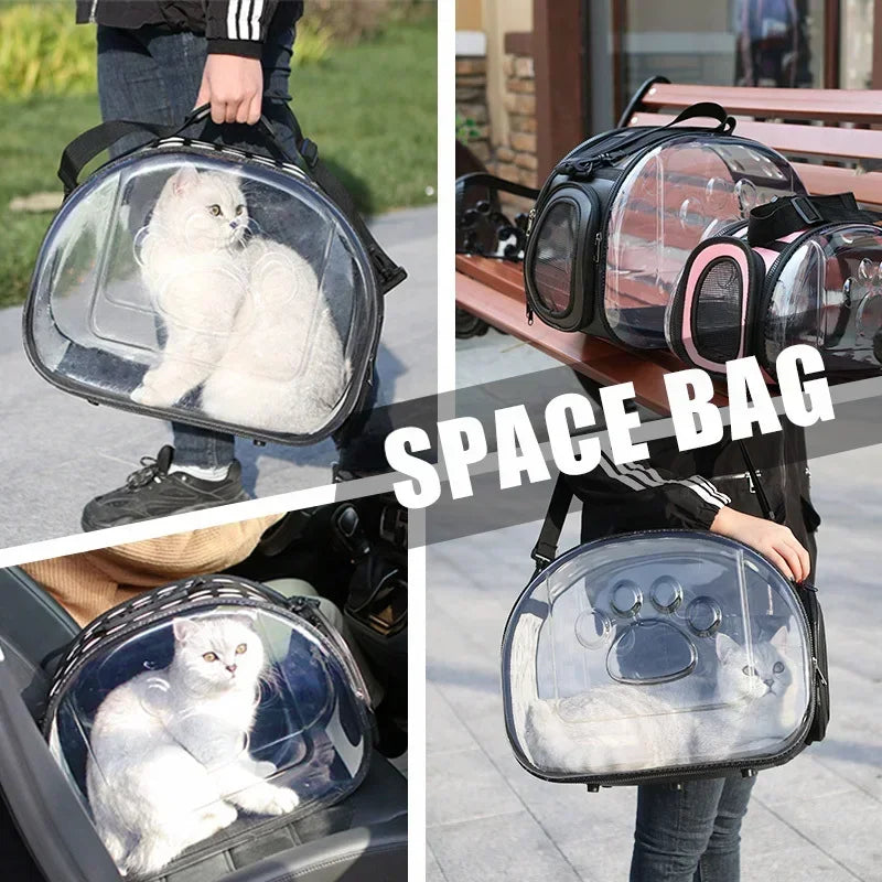 Transportín Plegable para Gatos - Transparente y Transpirable