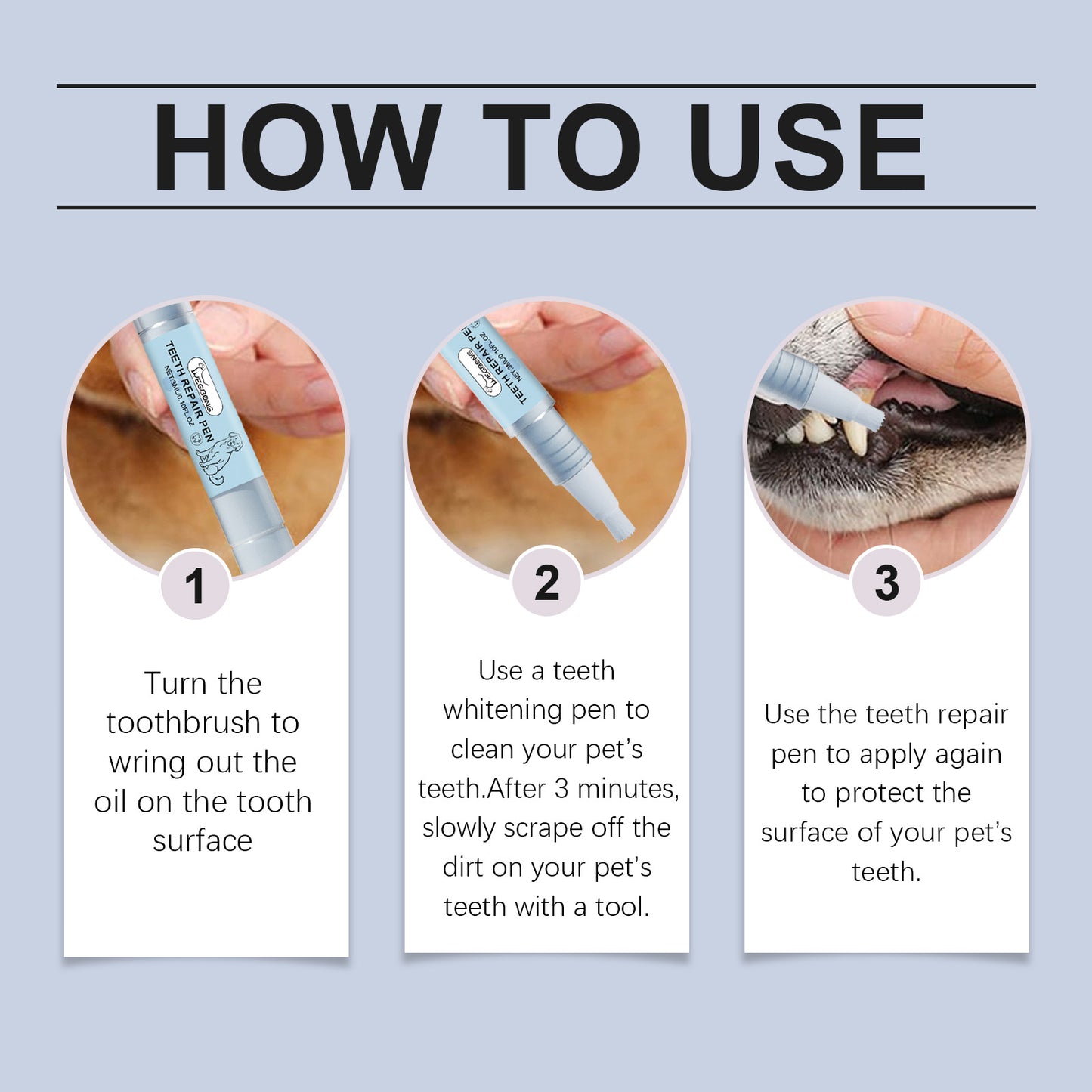 Yegbong Pet Teeth Brightening Pen Set Pet Teeth Cleaning Tartar Stains Dental Repair