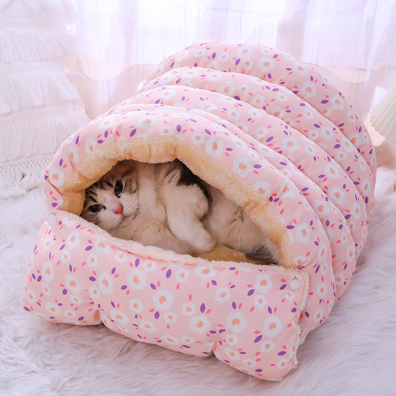 Cama Cálida para Gatos con Saco de Dormir Desmontable