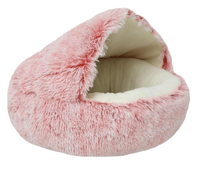 Cama Redonda 2 en 1 para Perros y Gatos - Felpa Cálida