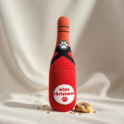 Juguete Botella de Vino para Perros - Felpa Resistente con Sonido