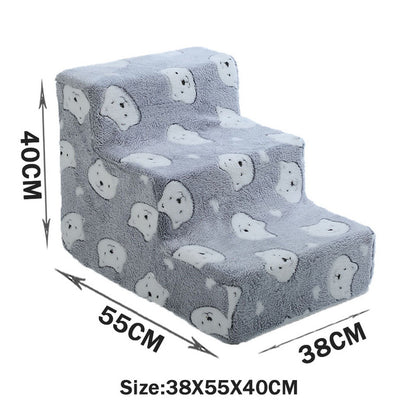 Bone-shaped pet stairs/ramp for dogs (placed beside sofa/bed) to protect joint safety, especially suitable for elderly dogs.