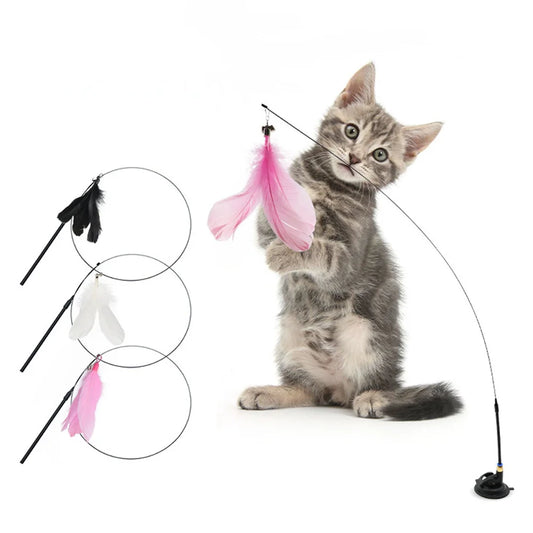 Juguete Interactivo para Gatos - Varita con Plumas y Campanilla