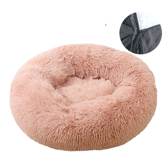 Cama Redonda Lavable para Perros y Gatos - Felpa Cálida