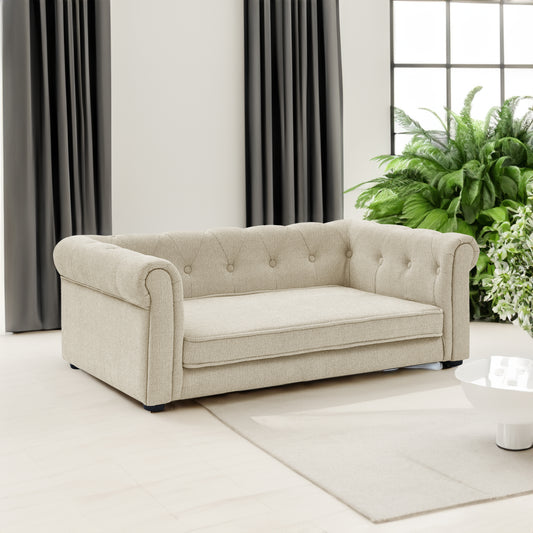 Sofá Cama Elevada para Perros Medianos y Grandes - Elegante Beige