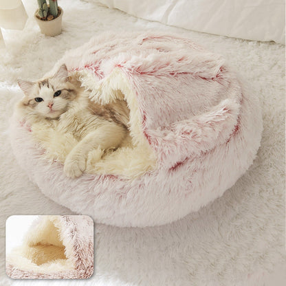 Cama Redonda 2 en 1 para Perros y Gatos - Felpa Cálida