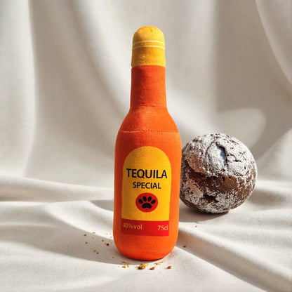 Juguete Botella de Vino para Perros - Felpa Resistente con Sonido