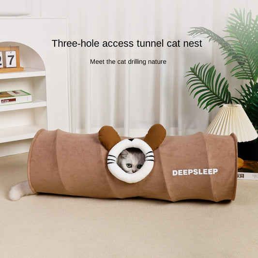Túnel Plegable para Gatos - Juguete Escondite y Cama