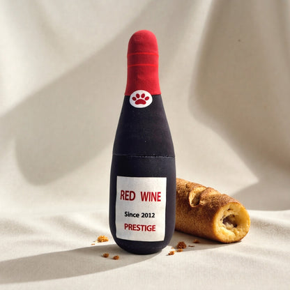 Juguete Botella de Vino para Perros - Felpa Resistente con Sonido