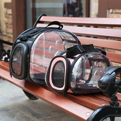 Transportín Plegable para Gatos - Transparente y Transpirable