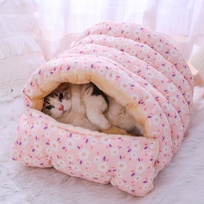 Cama Cálida para Gatos con Saco de Dormir Desmontable