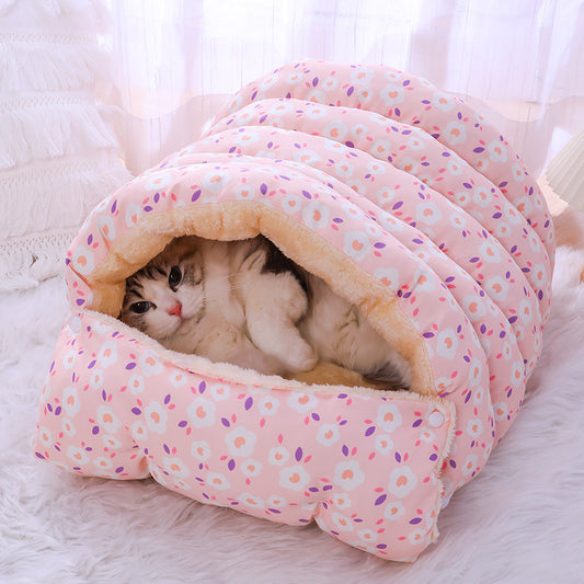 Cama Cálida para Gatos con Saco de Dormir Desmontable