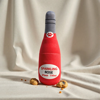 Juguete Botella de Vino para Perros - Felpa Resistente con Sonido